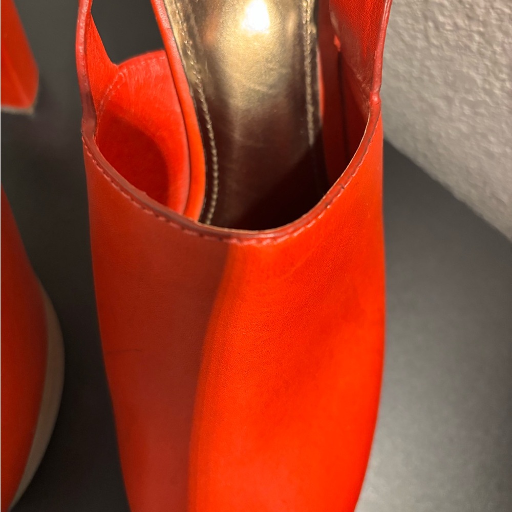 Coach Red Leather Mules with Wooden Heel - Picture 3 of 7